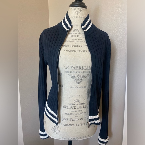 Sweaters - Urban Outfitters/BDG Navy and White Cardigan